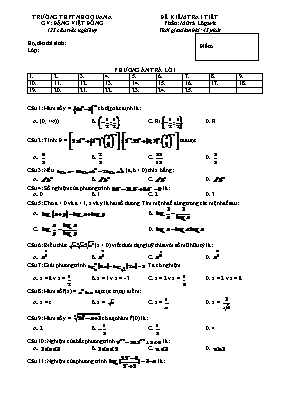 Đề kiểm tra một tiết Giải tích 12 - Mã đề 567 - Đặng Việt Đông